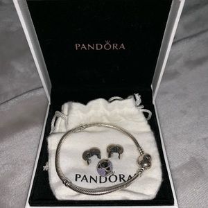 PANDORA Bracelet with Two Clips and One Charm